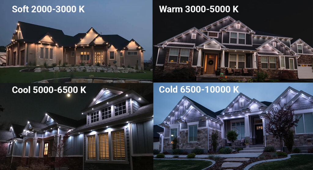 Different types of white light created with Jellyfish Outdoor Lighting System